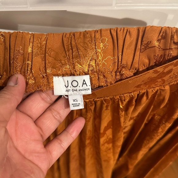 J.O.A. Rust Floral Skirt pleated xs boho fall classy - Picture 4 of 11
